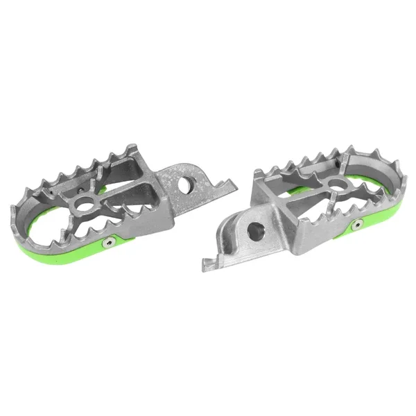 Legkelendőbb Repose-pied Buzzetti Acier Argent/Vert pour Moto Kawasaki 250 KXF 2006-2018, 250 KX 2019-2022, 250 KX XC 2021-2022, 450 KXF 2007-2018