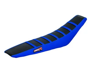 Prémium Housse de selle TM MX-EN 125 250 450 530 2003-2007 TOP BLACK- SIDE BLUE-STRIPES BLUE (M1010-3BBLBL) CrossX