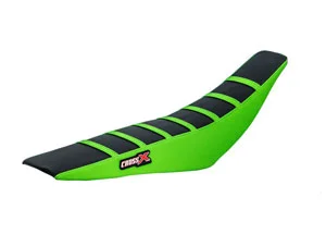 Housse de selle KAWASAKI KXF 250 13-16 KXF 450 12-15 TOP BLACK- SIDE GREEN-STRIPES GREEN (M213-3BGG) CrossX Azonnali szállítás
