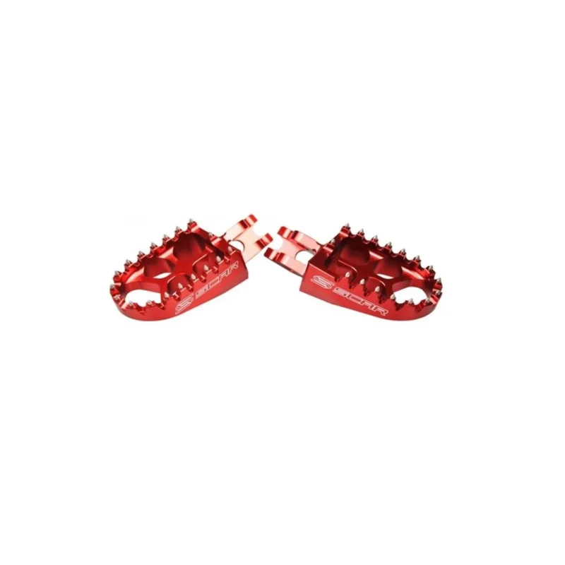 Prémium [ SCAR ] Repose Pieds Evolution MX/Enduro Aluminium, Rouge, Kawasaki/Honda