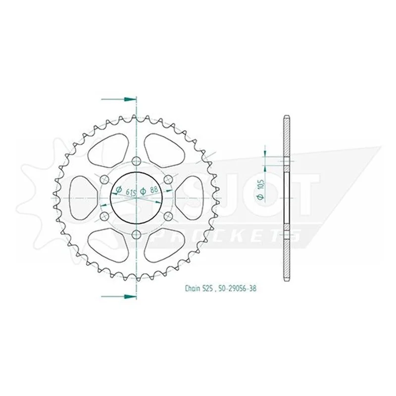 Couronne Esjot pour Royal Enfield - 525 - 38 dents Árengedmény