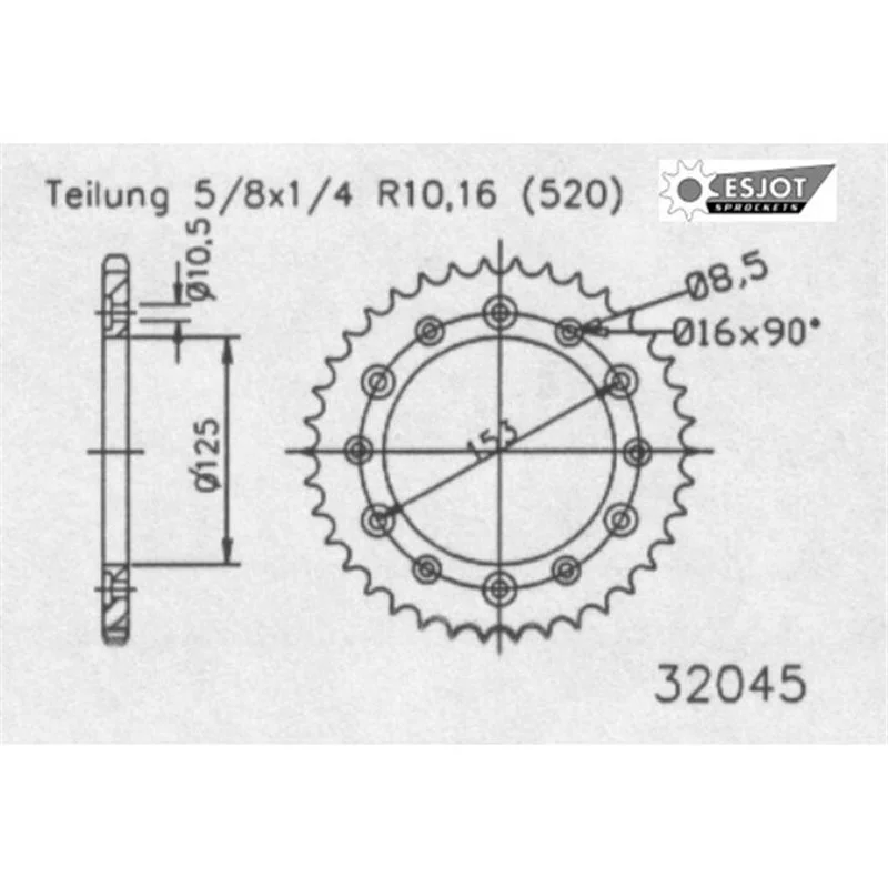 Akciós ár Couronne Acier TT Ultralight Honda - 520 - 49 Dents - Made in Germany Trous Fraisés