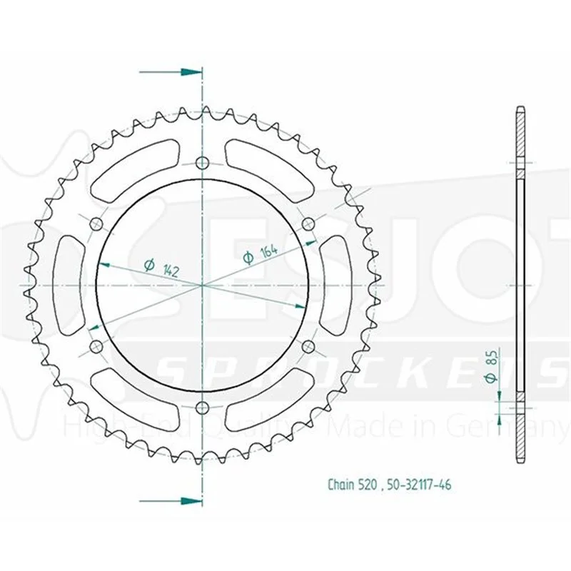 Exkluzív ajánlat Couronne Acier Hyosung - 520 - 46 Dents - Made in Germany