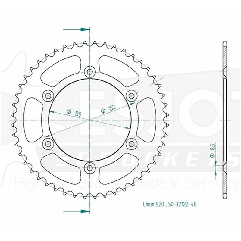 Nézd meg most Couronne Acier Aprilia - 520 - 48 Dents - Similaire JTR706 - Made in Germany