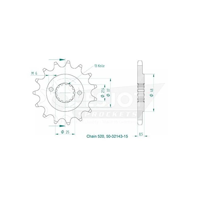 Pignon Polaris - 520 - 15 Dents - Made in Germany Olcsóbb