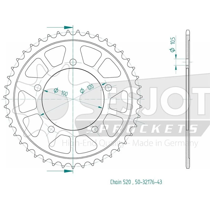 Expressz szállítás Esjot - Couronne- 520 - 43 dents Made in Germany