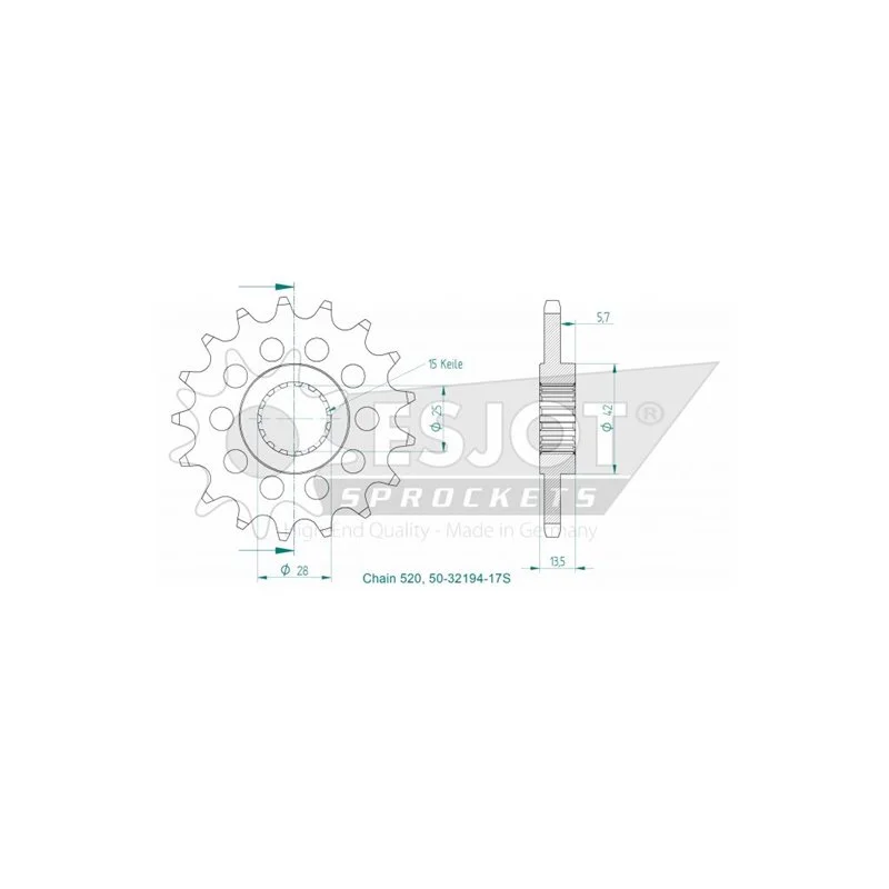 Ne maradj le Esjot - Pignon lightweight - 520 - 17 dents - Made in Germany